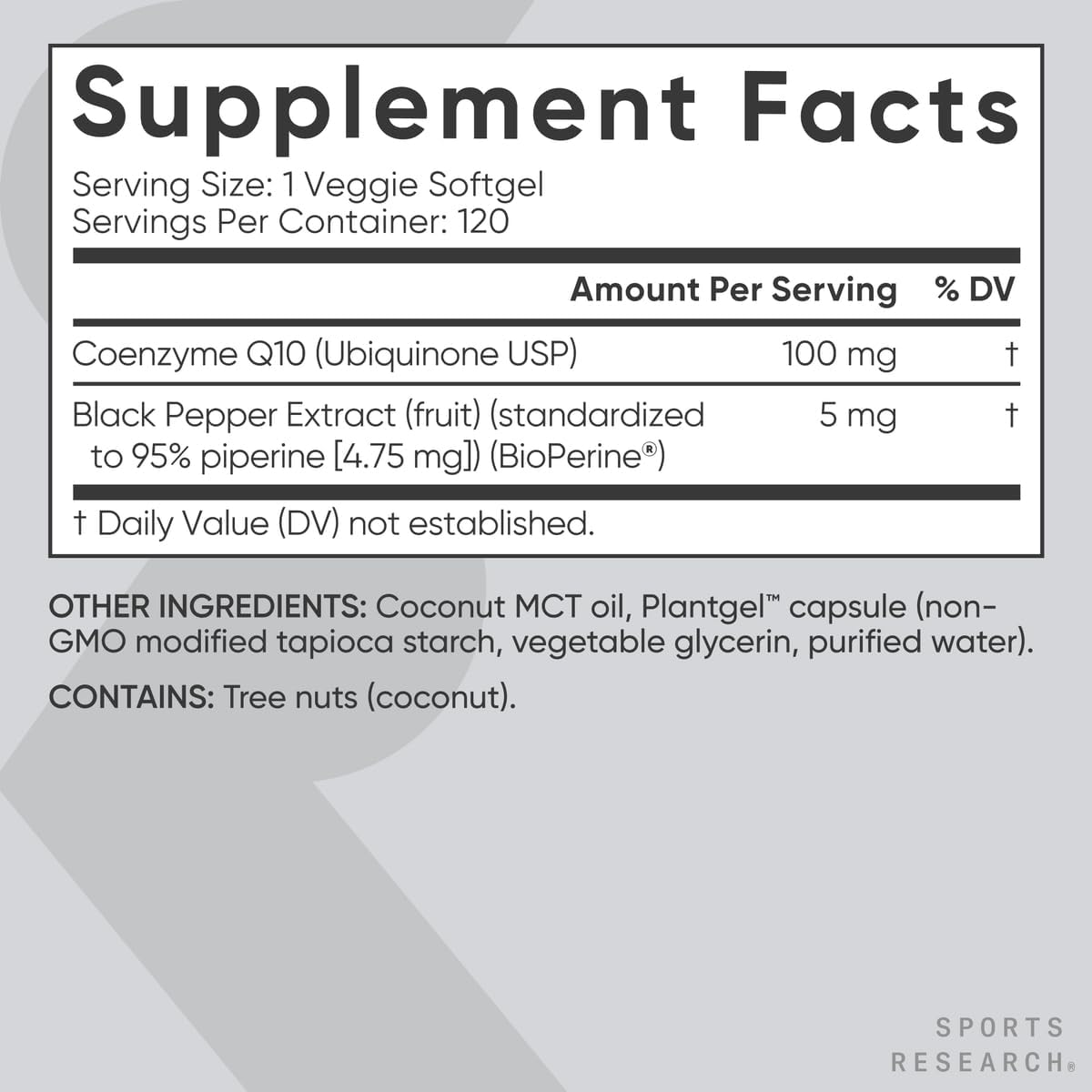 COENZIMA Q10 100 MG UBIQUINOL COQ10 120 CAPSULAS BLANDAS VEGANO SPORTS RESEARCH