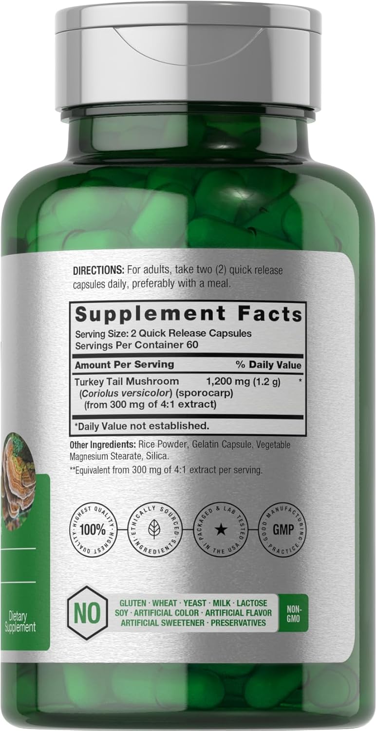 COLA DE PAVO 1200 MG HORBAACH 120 CÁPSULAS NO GMO TURKEY TAIL