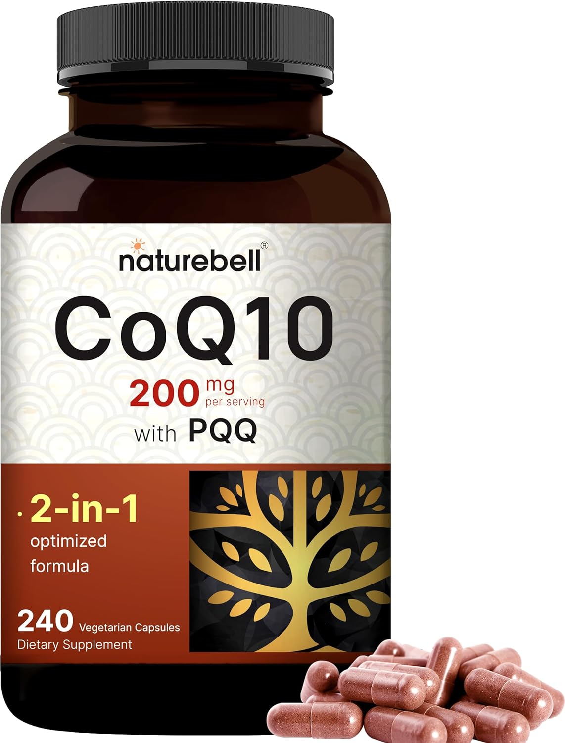 COQ 10 + PQQ 200 MG NATUREBELL 240 CÁPSULAS NO GMO