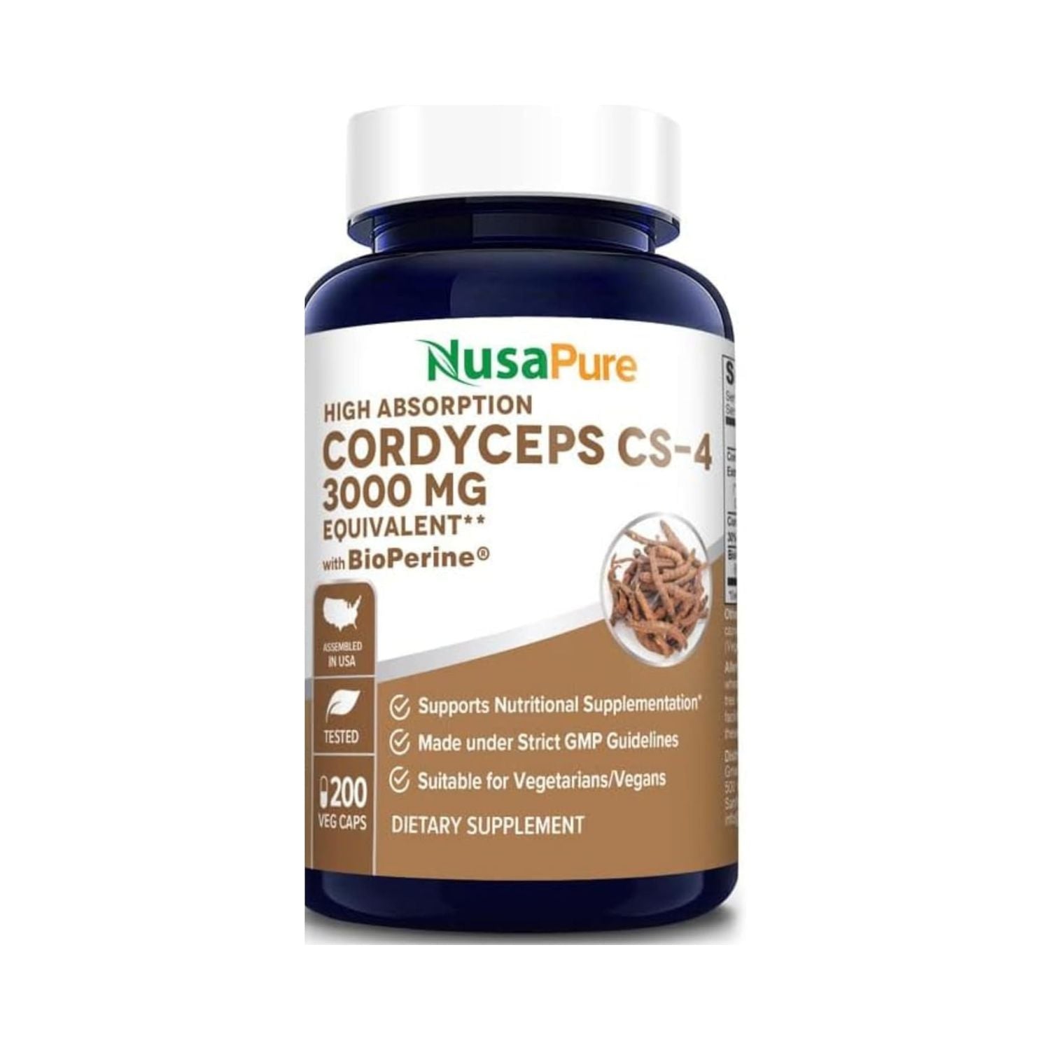 CORDYCEPS NUSAPURE CS-4 3000 MG 200 CAPSULAS VEGETALES SIN GMO
