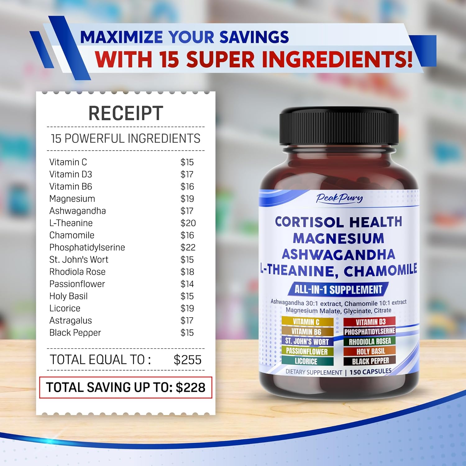 CORTISOL COMPLEX 15 EN 1 6846 MG 150 CAPSULAS PEAK PURY