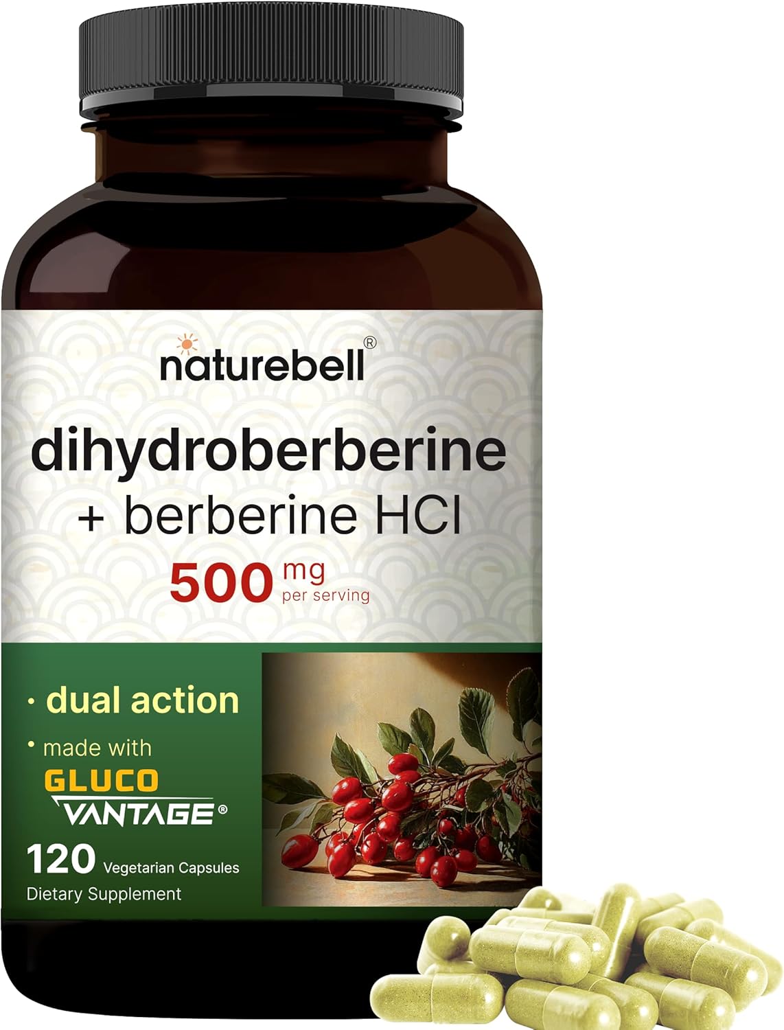 DIHIDROBERBERINA CON BERBERINA HCL NATUREBELL 500 MG 120 CAPSULAS VEGANO