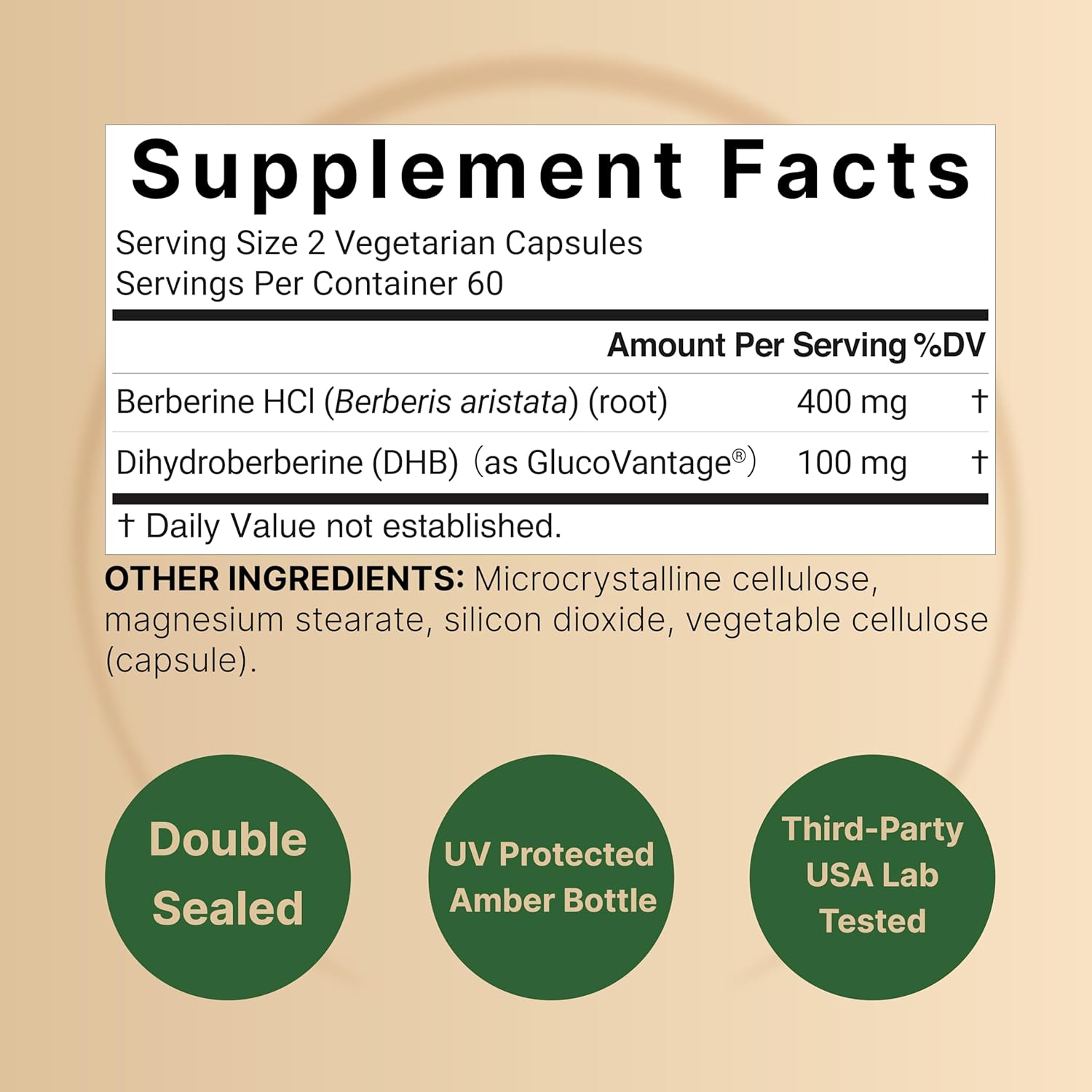 DIHIDROBERBERINA CON BERBERINA HCL NATUREBELL 500 MG 120 CAPSULAS VEGANO