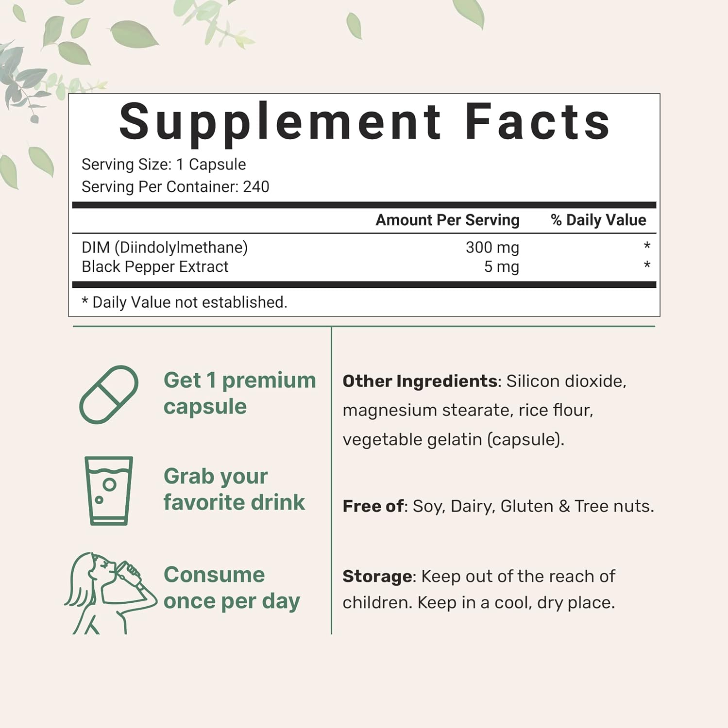 DIM CON EXTRACTO DE PIMIENTA NEGRA 300 MG 240 CAPSULAS MICROINGREDIENTS