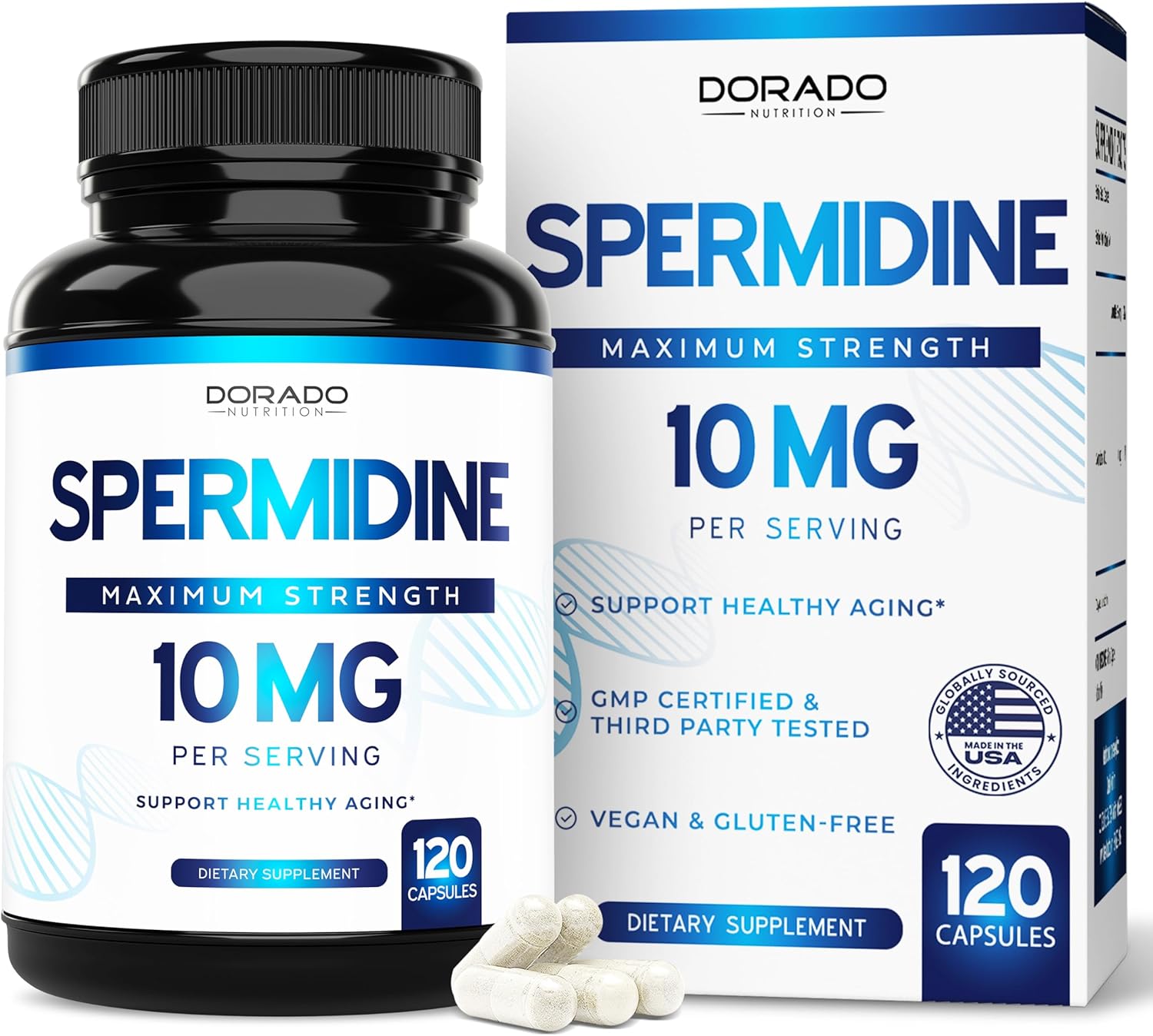 ESPERMIDINA 10 MG 120 CAPSULAS VEGETALES NO GMO DORADO NUTRITION