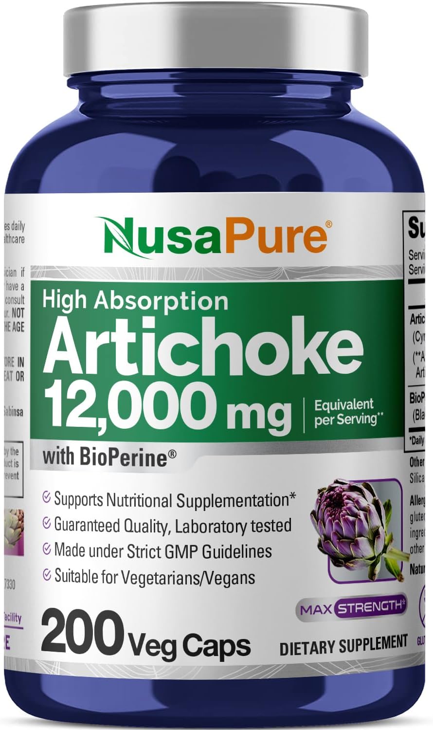 EXTRACTO DE ALCACHOFA 12,000 MG 200 CAPSULAS NUSAPURE