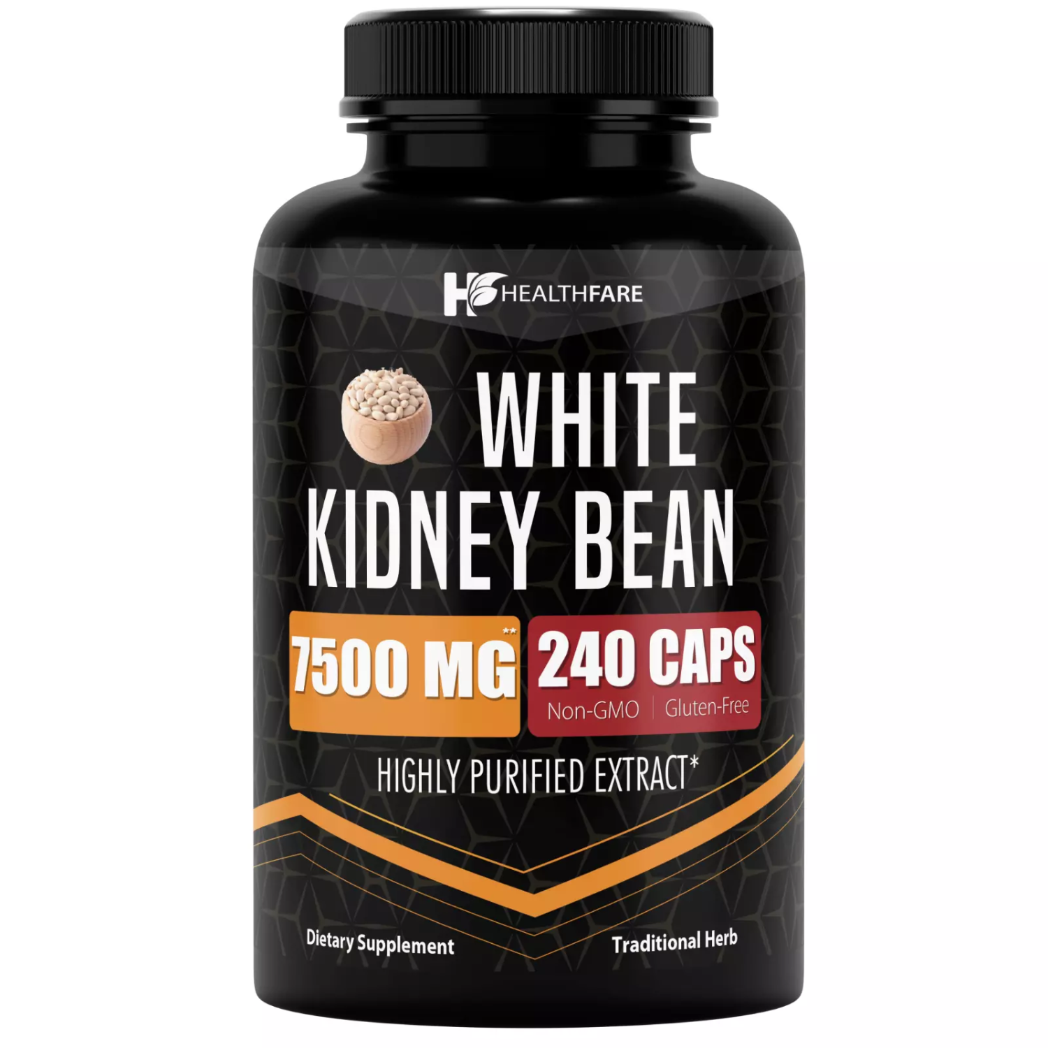 EXTRACTO DE FRIJOL BLANCO 7500 MG HEALTHFARE 240 CAPSULAS NO GMO WHITE KIDNEY BEAN EXTRACT