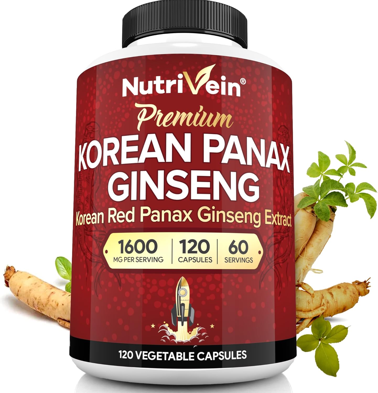 GINSENG KOREAN PANAX 1600 MG NUTRIVEIN 120 CAPSULAS VEGANO NO GMO