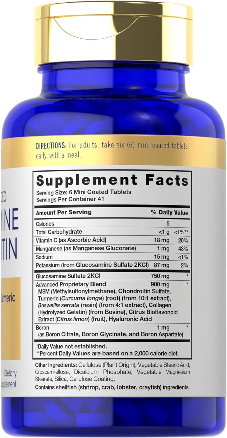 GLUCOSAMINA CHONDROITINA CARLYLE 1,772 MG 250 MINI TABLETAS NO GMO GLUCOSAMINE CHONDROITIN