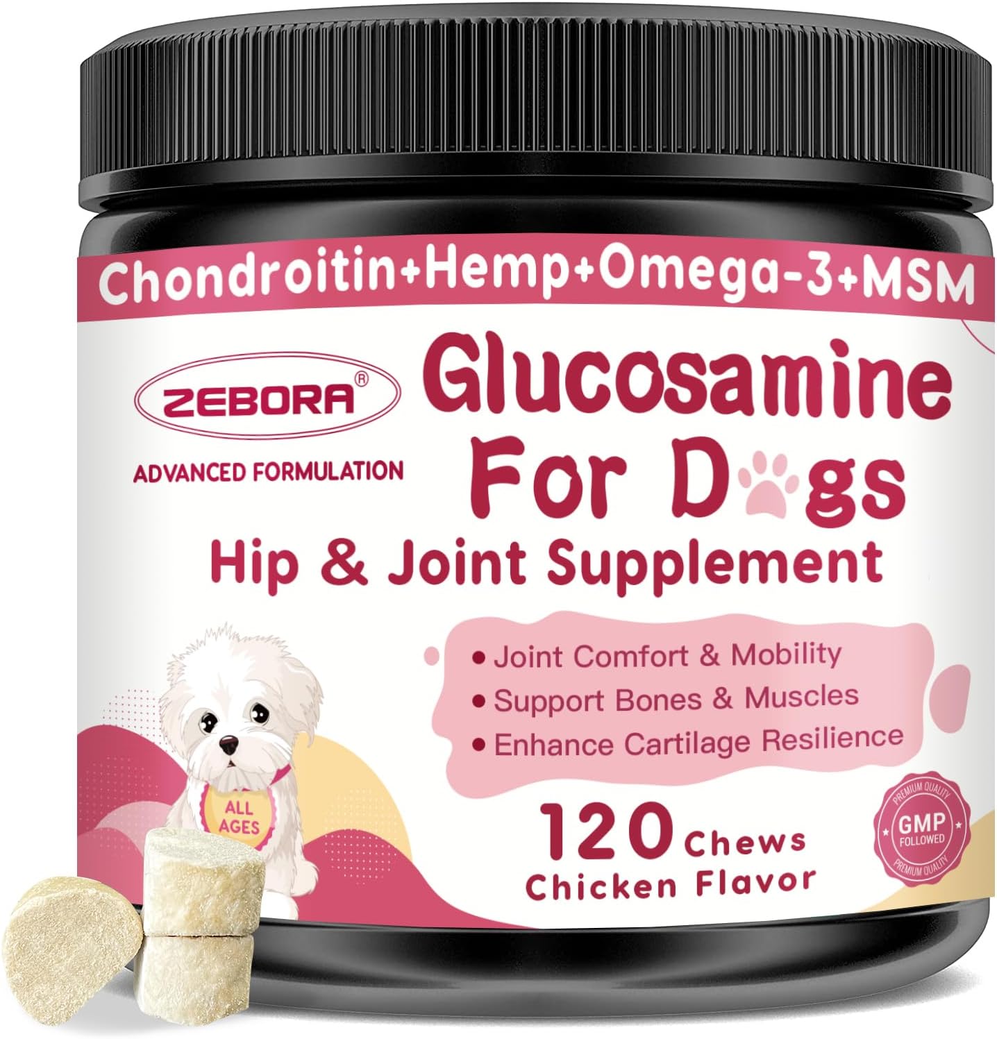 GLUCOSAMINA PARA PERROS ZEBORA 120 MASTICABLES NO GMO