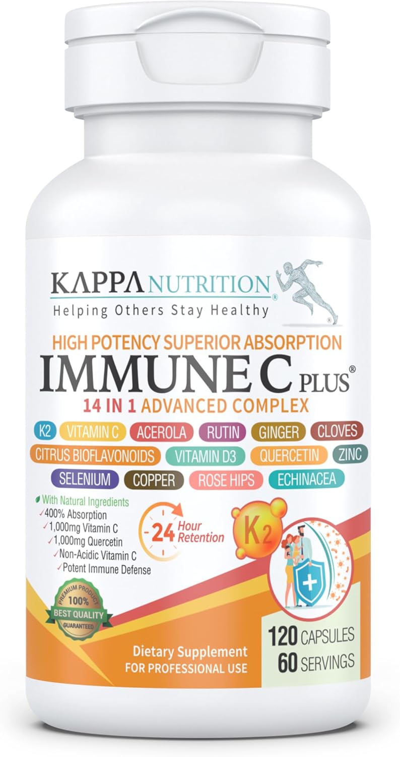 IMMUNE C PLUS CON ZINC SELENIO D3 K2 Y VITAMINA C 120 CAPSULAS SIN GMO KAPPA NUTRITION