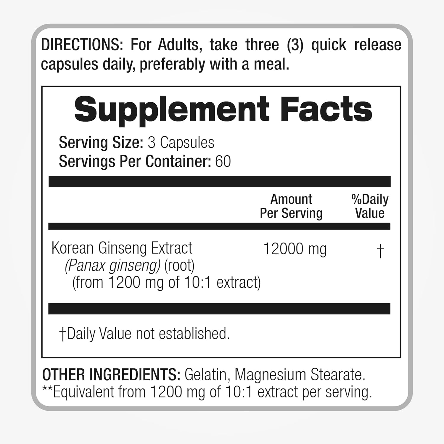 KOREAN PANAX GINSENG 12,000 MG 180 CAPSULAS FITO MEDICS