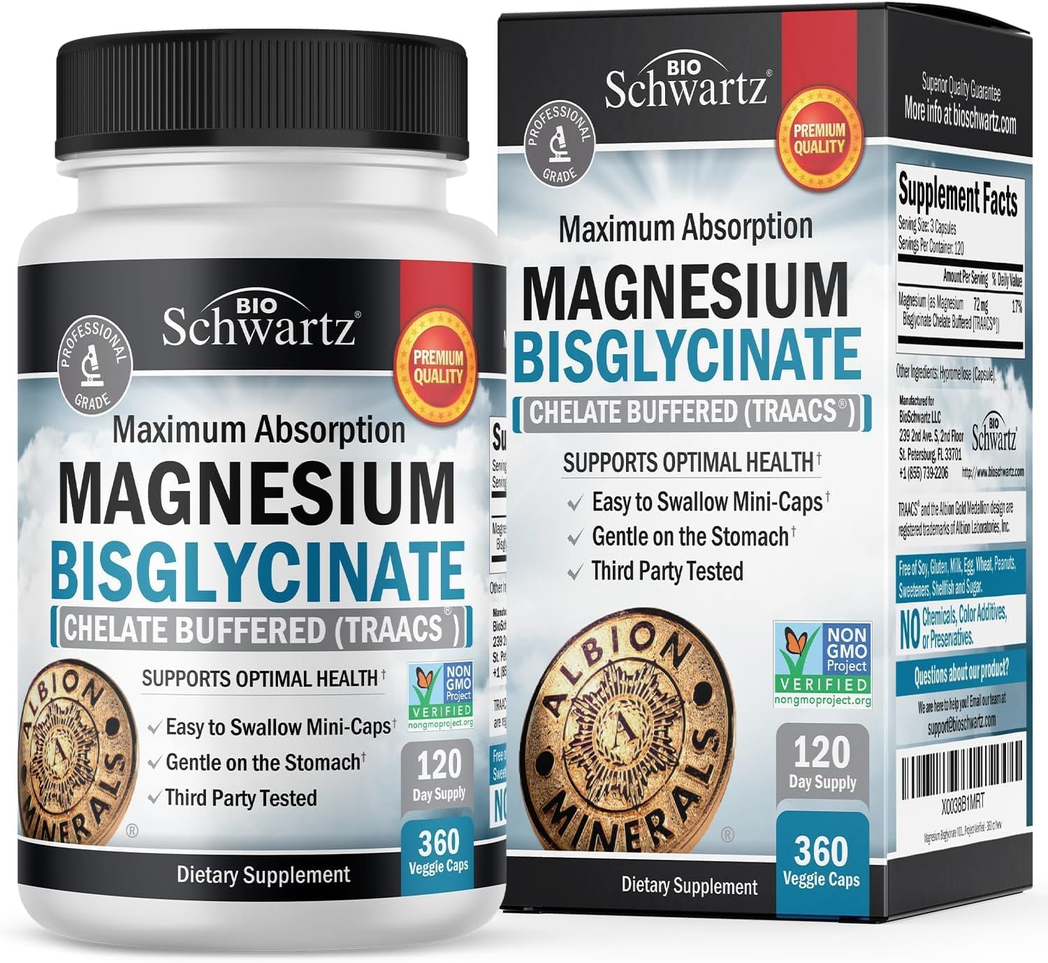 MAGNESIO BISGLICINATO CHELATE BUFFERED 72 MG 360 CAPSULAS BIO SCHWARTZ