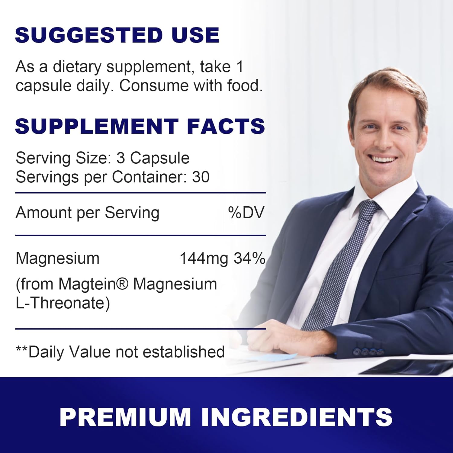 TREONATO DE MAGNESIO MAGTEIN 144 MG 90 CÁPSULAS VEGANO NO GMO LIFE CAPX