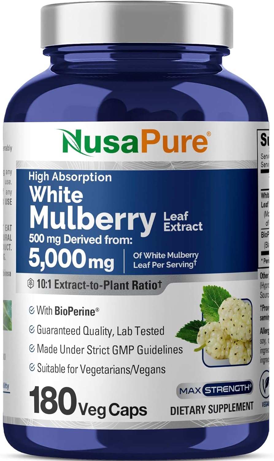 MULBERRY NUSAPURE 5000 MG CON BIOPERINA 2.5 MG 180 CAPSULAS VEGETALES