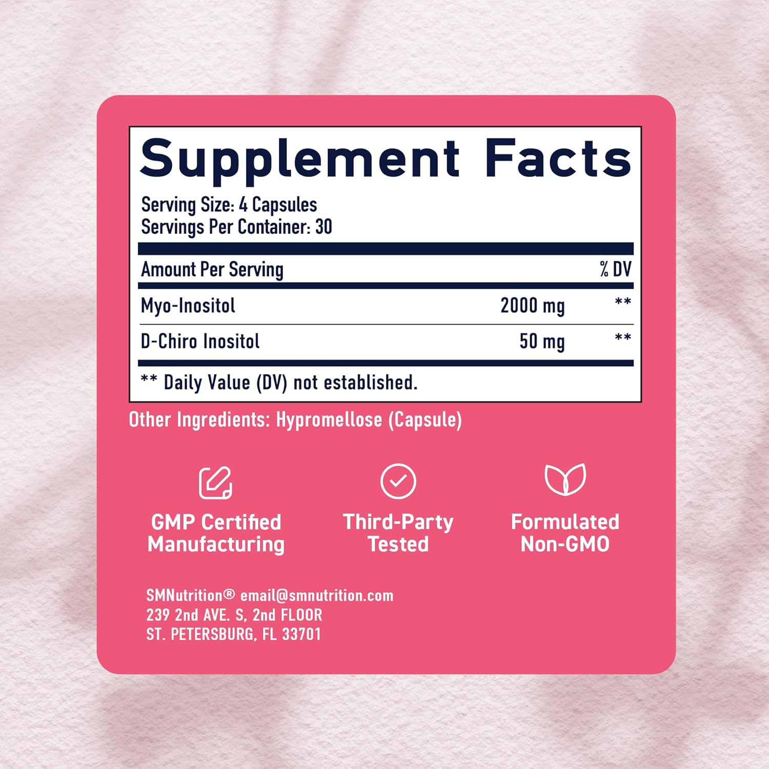 MYO DCHIRO INOSITOL 2050 MG 120 CAPSULAS SMNUTRITION