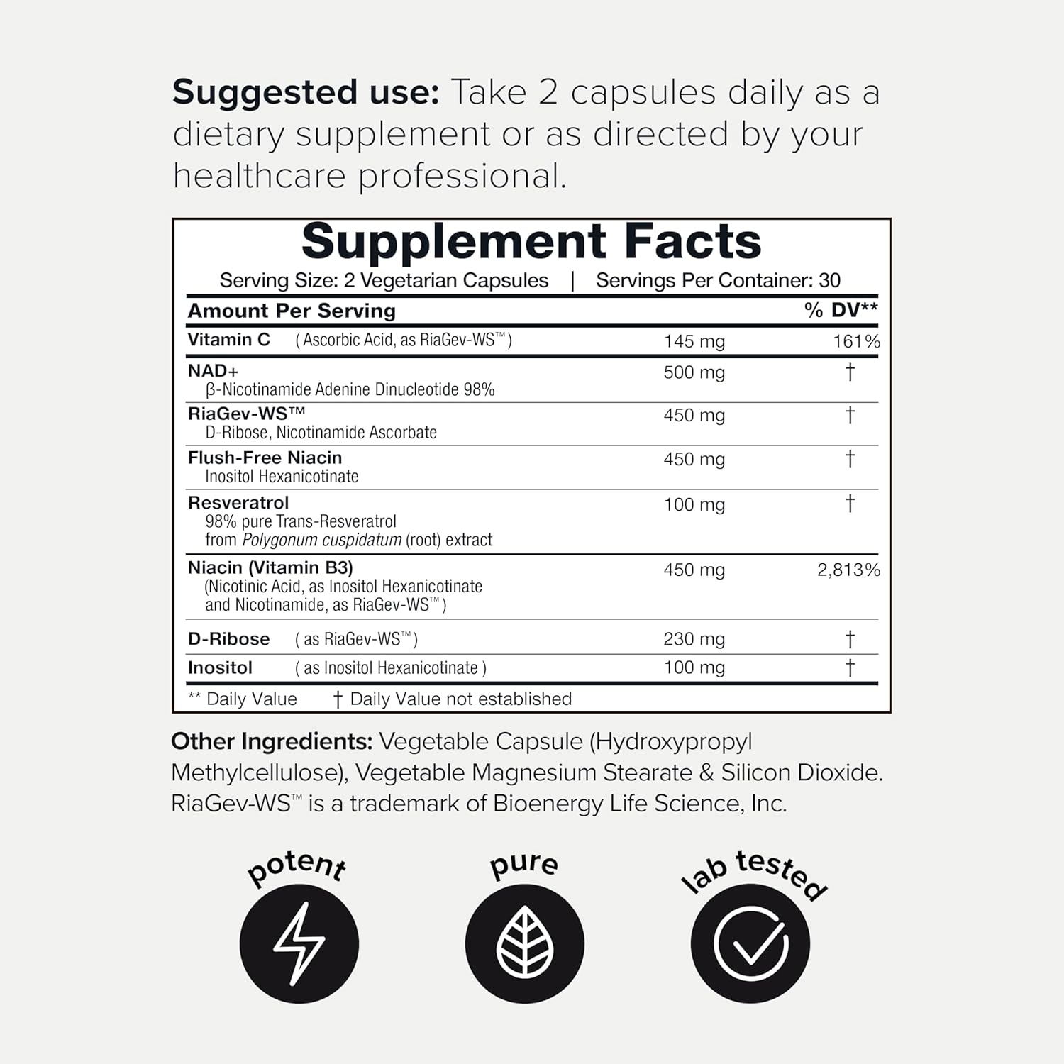 NAD COMPLEX RESVERATROL + NIACIN 1500 MG 60 CAPSULAS TONIQ