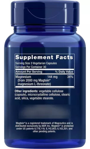 NEURO MAG TREONATO DE MAGNESIO 2000 MG 90 CAPSULAS VEGETALES LIFE EXTENSION