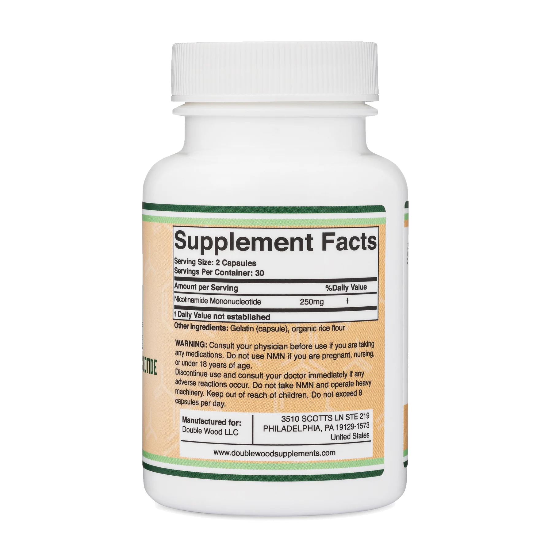 NMN MONONUCLEÓTIDO DE NICOTINAMIDA DOUBLE WOOD 250 MG 60 CAPSULAS