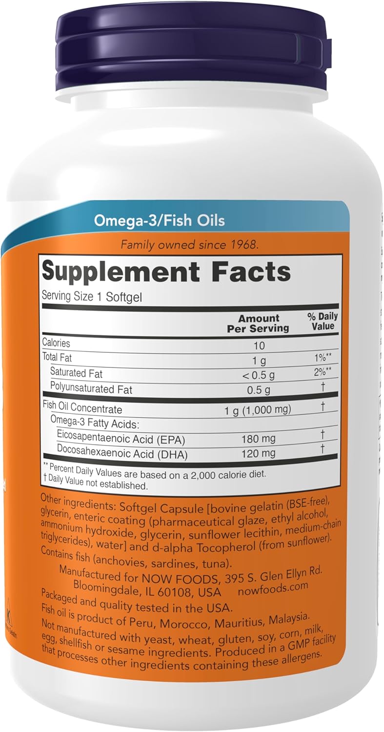 OMEGA 3 FISH OIL NOW 1000 MG 180 CAPSULAS BLANDAS NO GMO