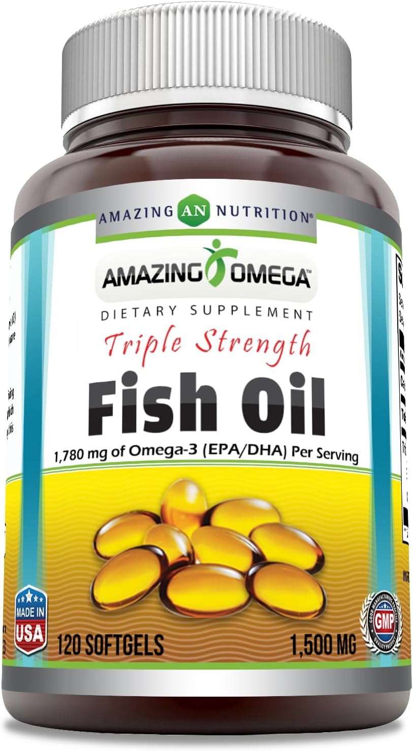 OMEGA 3 FISH OIL 3000 MG 120 CÁPSULAS BLANDAS NO GMO OMEGA 3 FISH OIL AMAZING NUTRITION