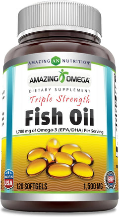OMEGA 3 FISH OIL 3000 MG 120 CÁPSULAS BLANDAS NO GMO OMEGA 3 FISH OIL AMAZING NUTRITION