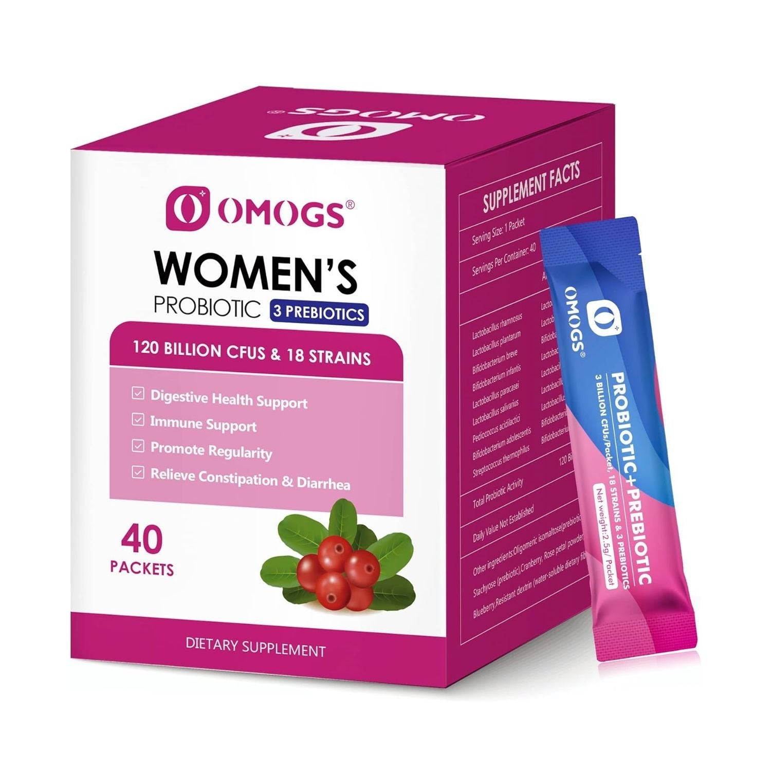 PROBIOTICOS PARA MUJER COMPLEX 120 BILLONES CFU 20 CEPAS 40 PAQUETES OMOGS