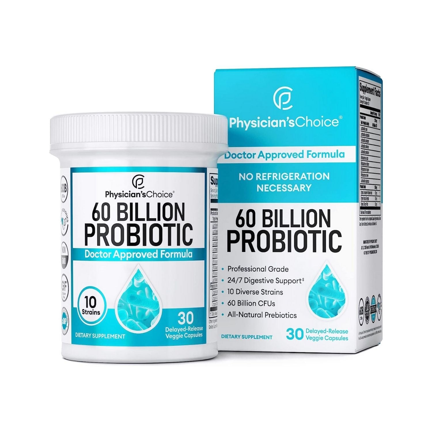 PROBIOTICOS 10 CEPAS 60 BILLONES 30 CAPSULAS VEGETALES PHYSCIAN'S CHOISE