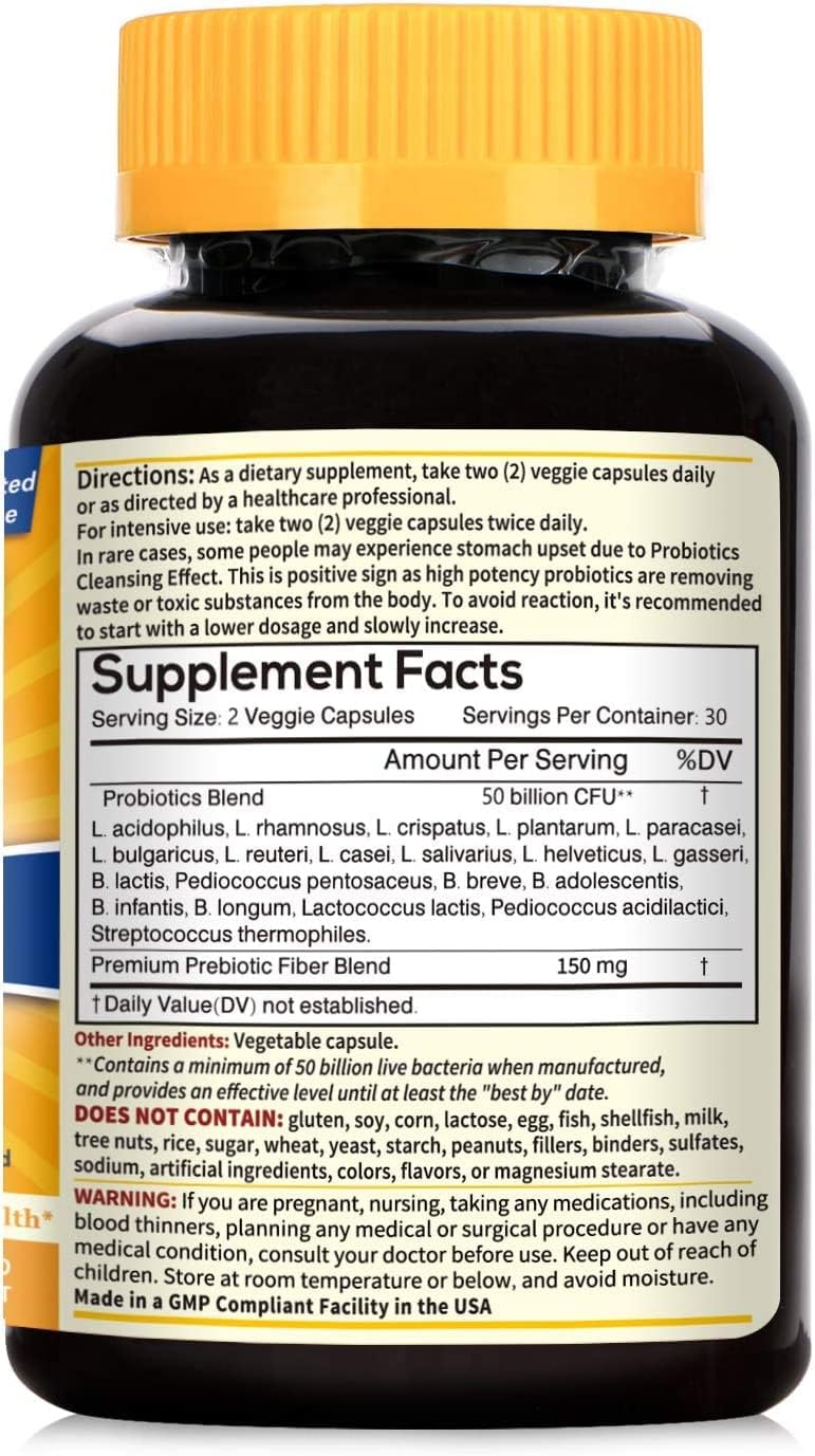 PROBIOTICOS 50 BILLONES CFU 20 CEPAS 60 CAPSULAS NO GMO VEGANO NEWRHYTHM