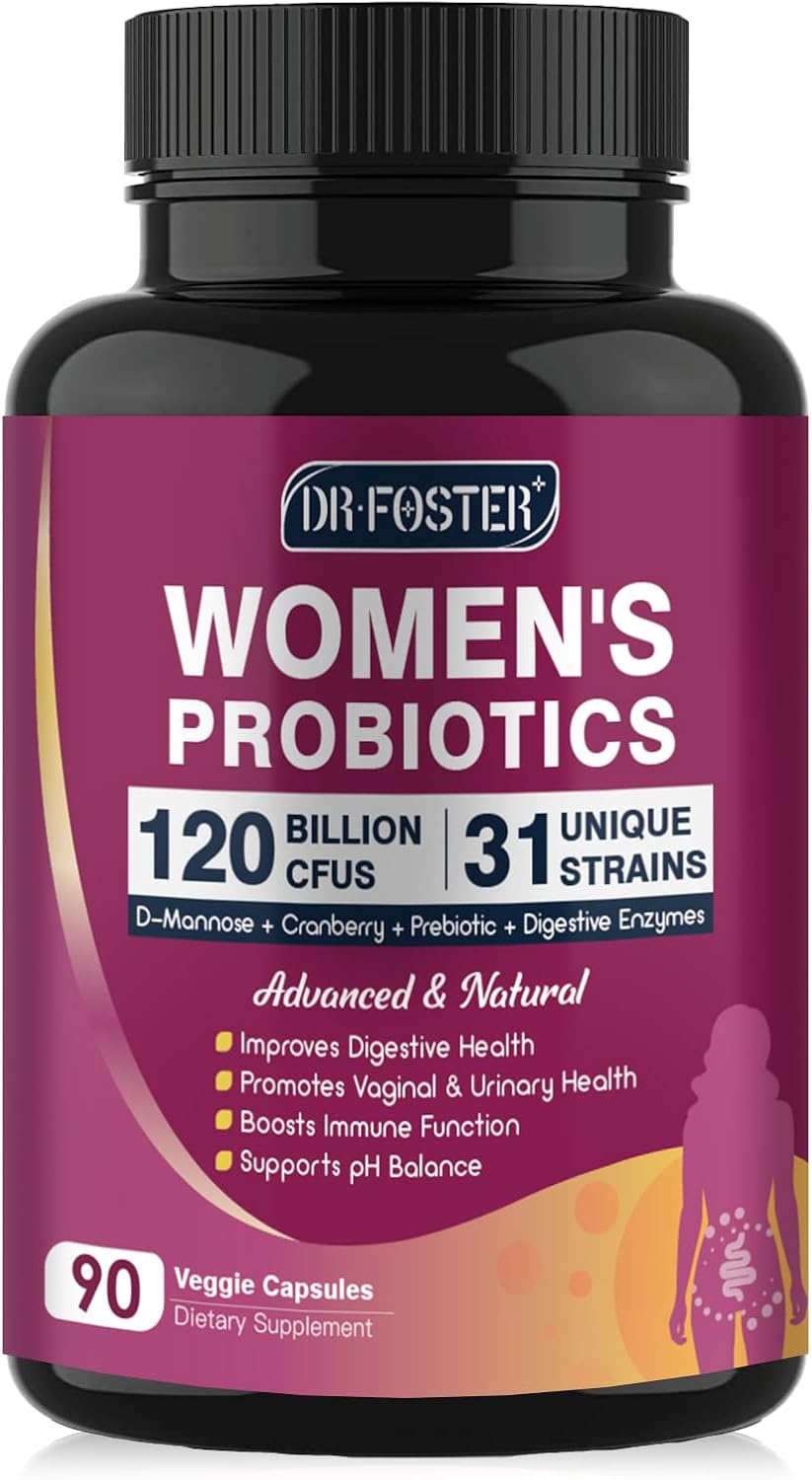 PROBIOTICOS PARA MUJERES DR FOSTER 120 BILLONES CFU 31 CEPAS 90 CAPSULAS VEGANO NO GMO