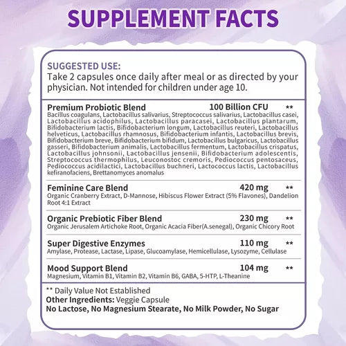 PROBIOTICOS PARA MUJER 100 BILLON CFU 90 CAPSULAS ZEBORA