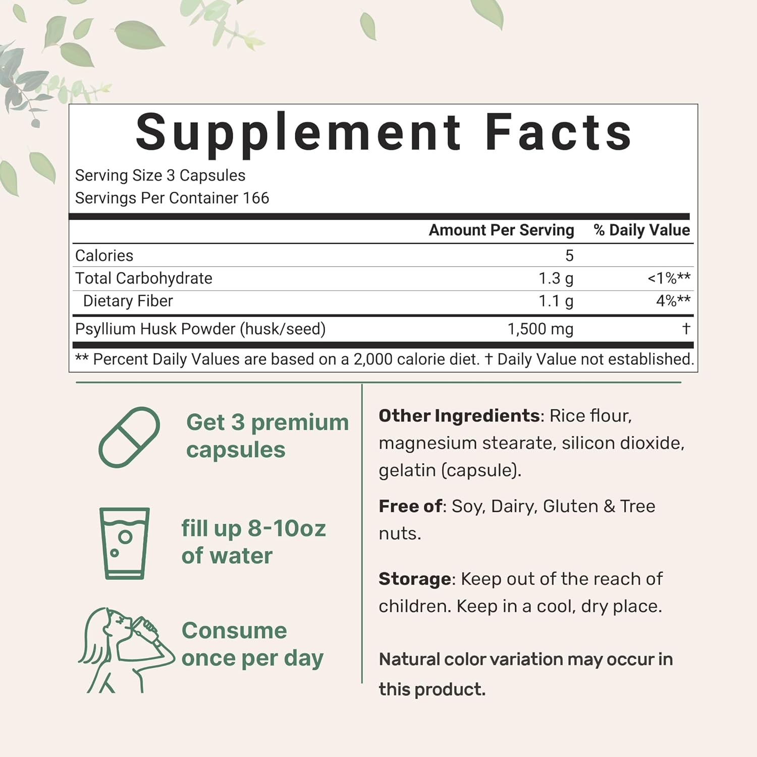 PSYLLIUM HUSK 1,500 MG 500 CAPSULAS MICROINGREDIENTS
