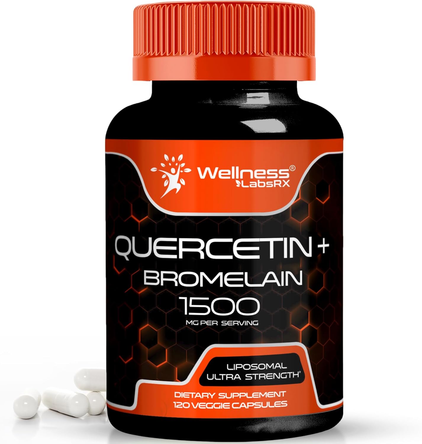 QUERCETINA CON BROMELINA 1500 MG WELLNESS LABSRX 120 CAPSULAS VEGETALES VEGANO NO GMO