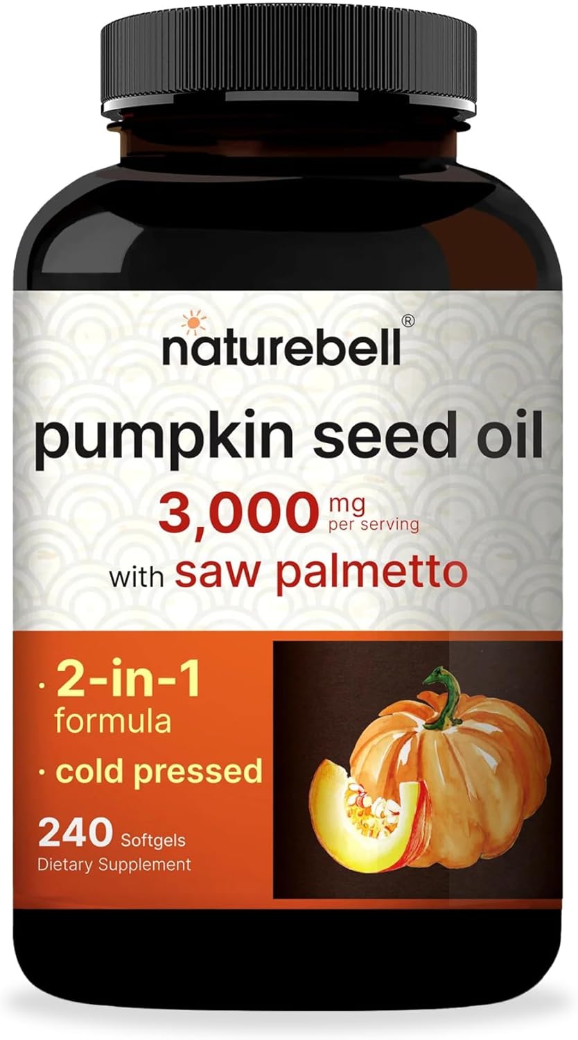 SEMILLAS DE CALABAZA 3000 MG CON SAW PALMETTO 750 MG NATUREBELL 240 CAPSULAS BLANDAS PUMPKIN SEEDS