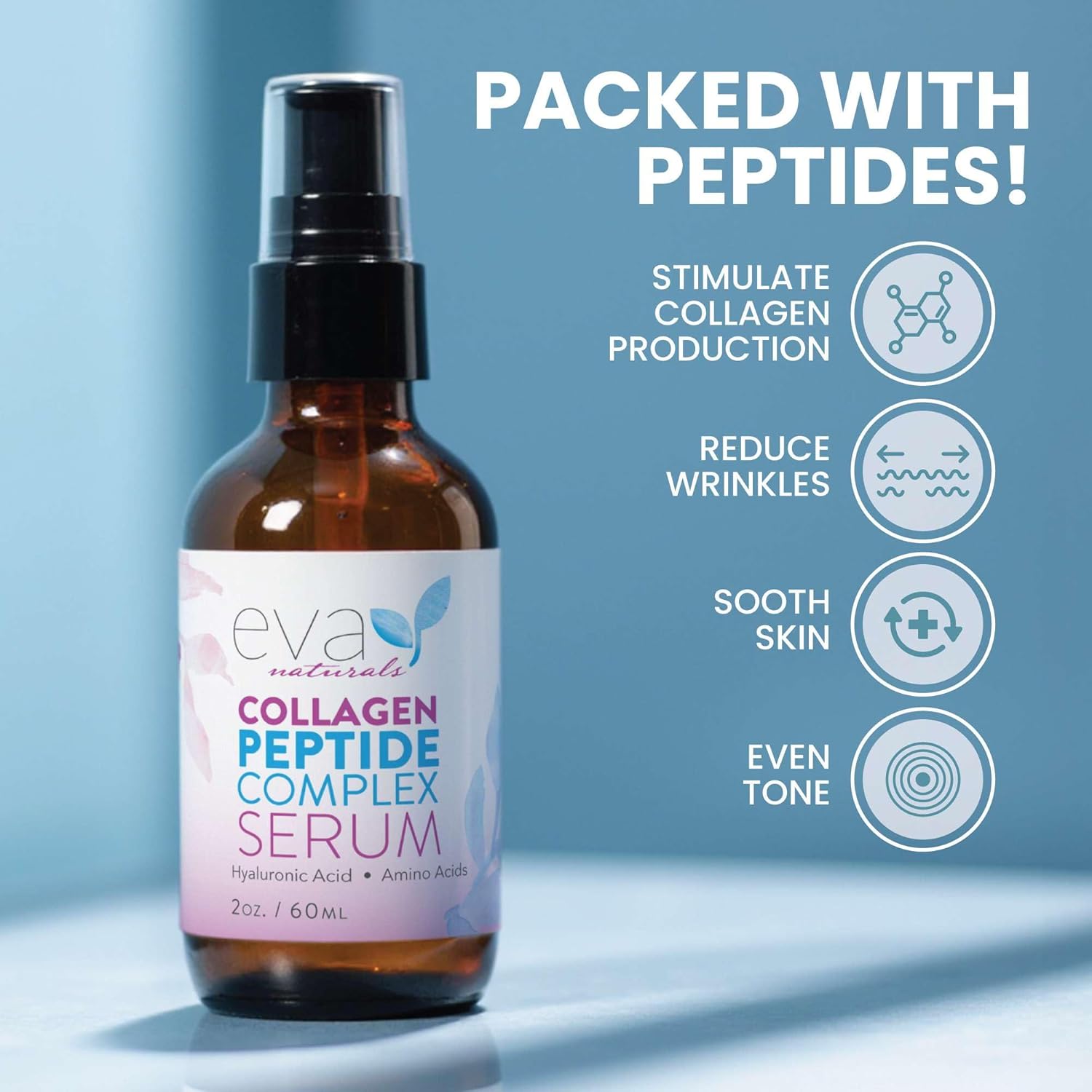 SERUM COLAGENO PEPTIDOS COMPLEX + ACIDO HIALURONICO Y AMINOACIDOS 60 ML EVA NATURALS
