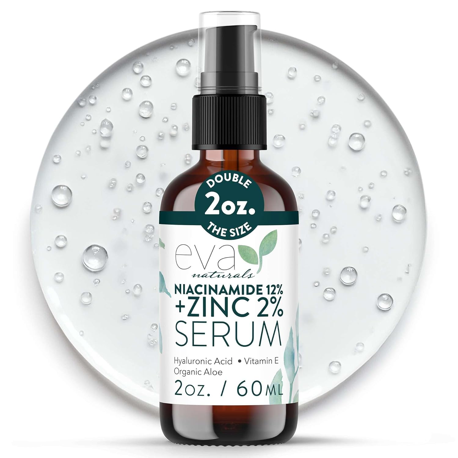 SERUM NIACINAMIDA 12% + ZINC 2% + ÁCIDO HIALURONICO 60 ML USA EVA NATURALS