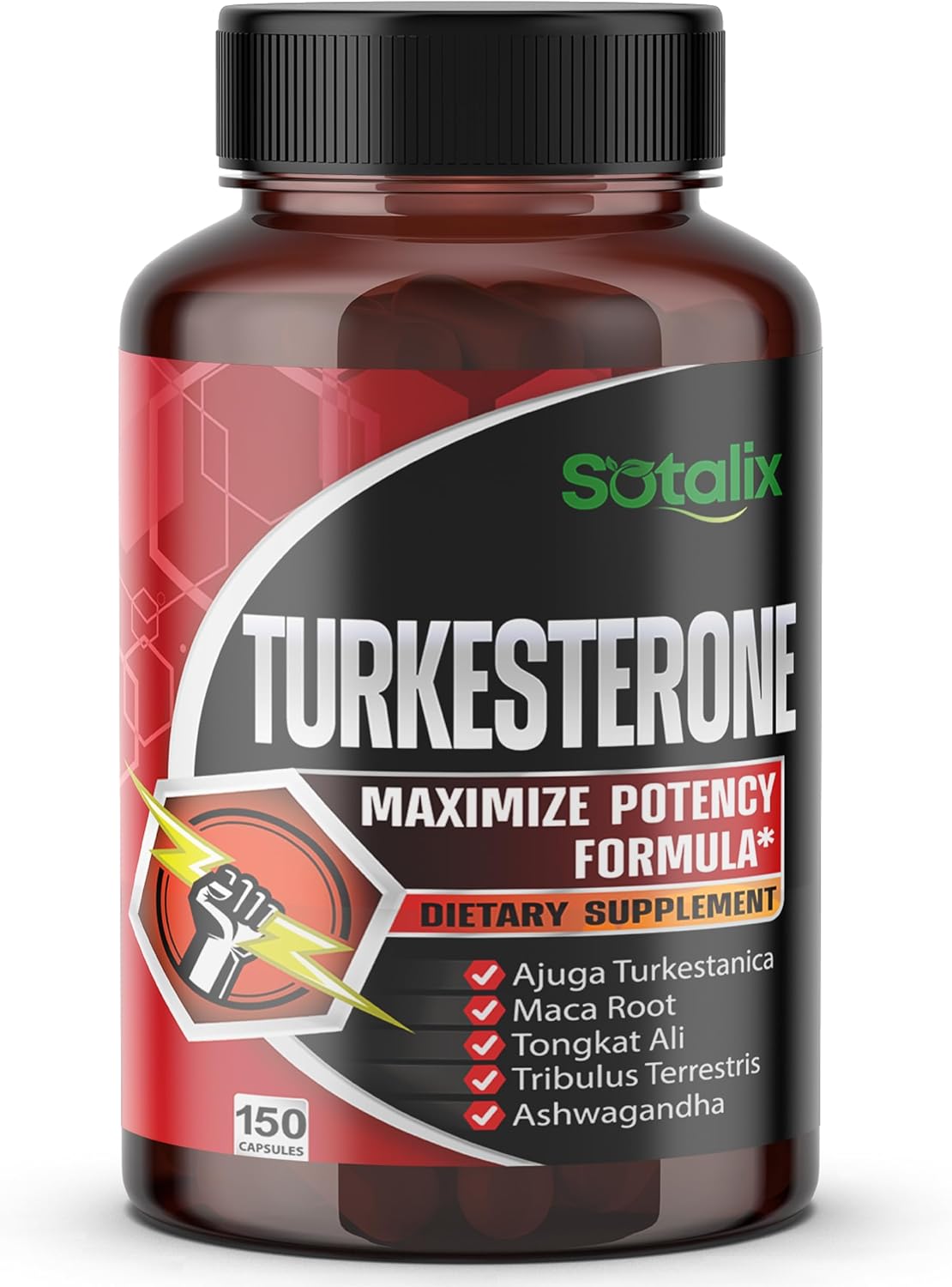 TURKESTERONA 8920 MG (RAMA DE MACA 50 MG CON TONGKAT ALI 30 MG) 90 CAPSULAS SIN GMO SOTALIX
