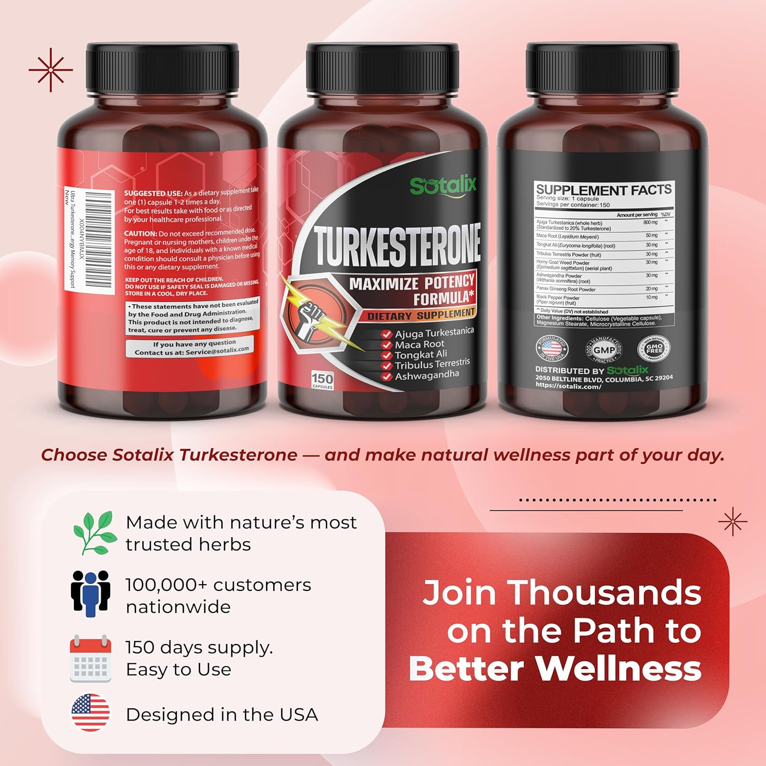 TURKESTERONA 8920 MG (RAMA DE MACA 50 MG CON TONGKAT ALI 30 MG) 90 CAPSULAS SIN GMO SOTALIX