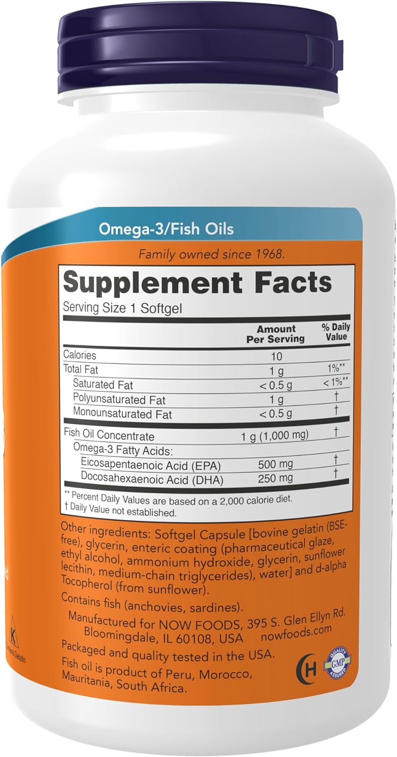 ULTRA OMEGA 3 FISH OIL  NOW 1000 MG 180 CAPSULAS BLANDAS NO GMO