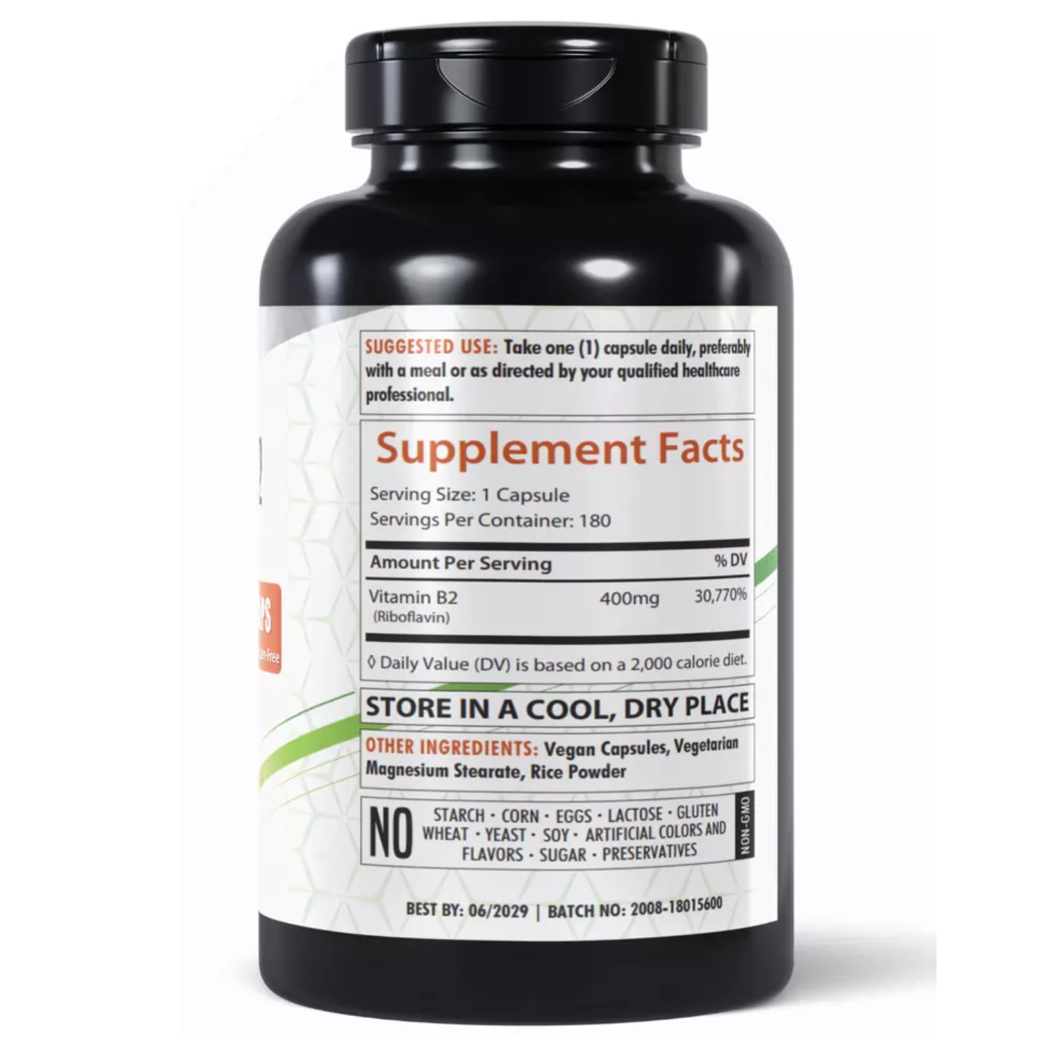 VITAMINA B2 400 MG HEALTHFARE 180 CAPSULAS VEGANO NO GMO