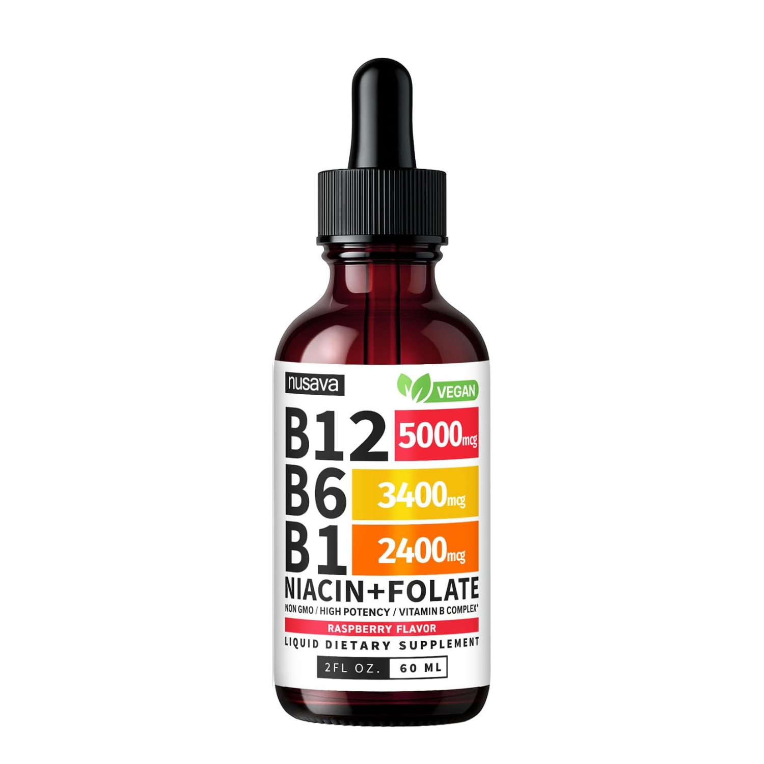 VITAMINA B12 5,000 MCG B6 3,400 MCG B1 2,400 MCG 60 ML SIN GMO NUSAVA