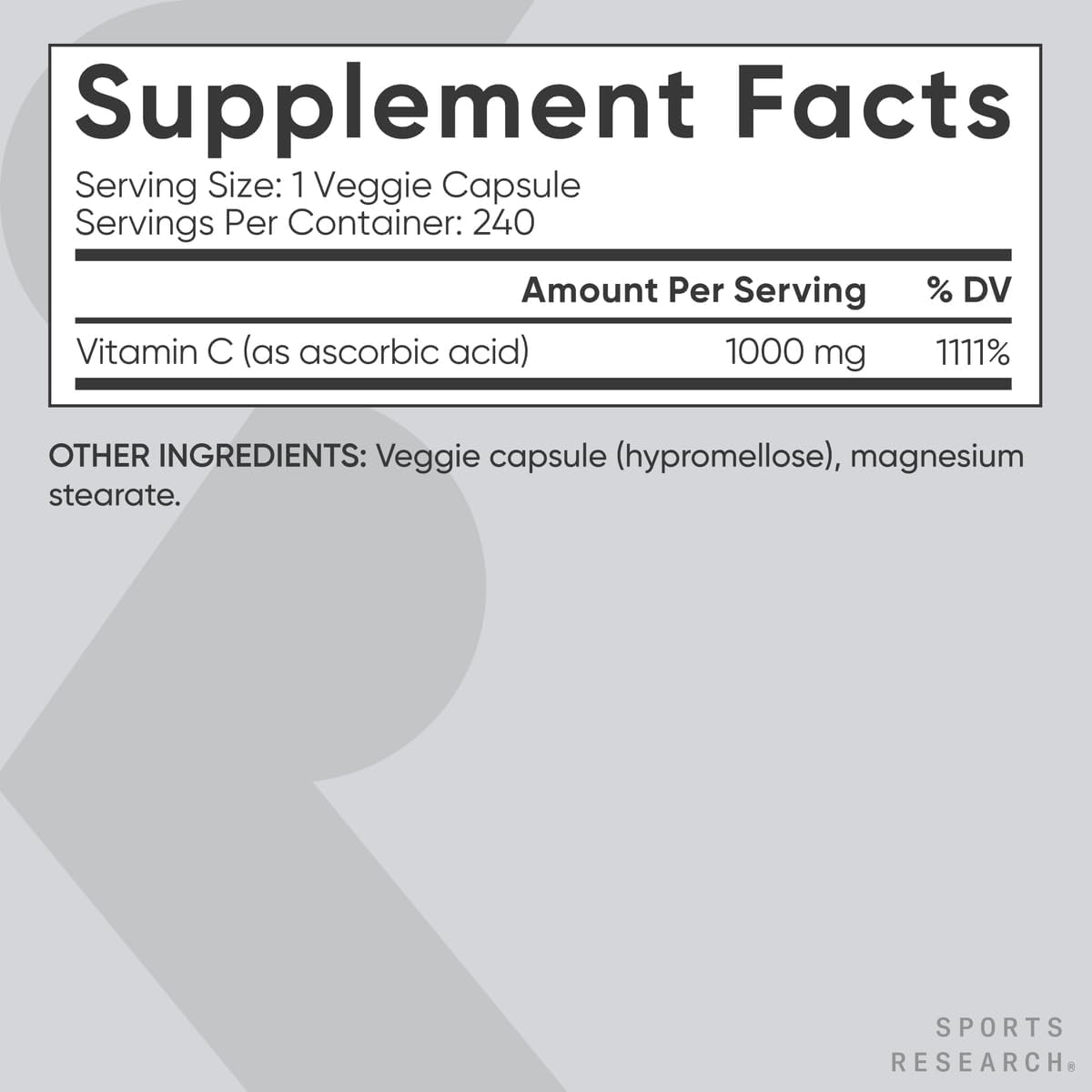 VITAMINA C 1,000 MG 240 CAPSULAS SPORTS RESEARCH