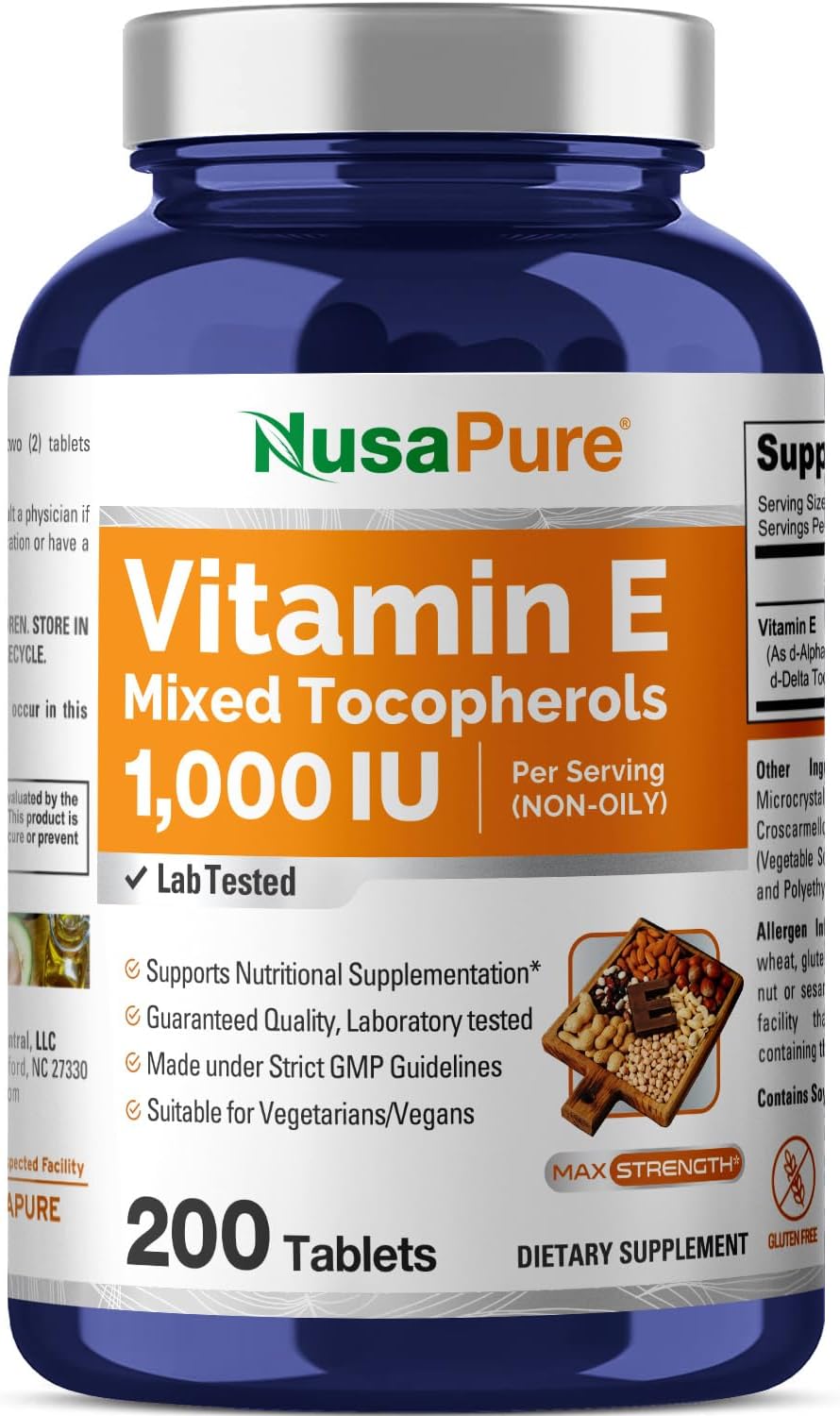 VITAMINA E 1000 IU 200 TABLETAS NUSAPURE