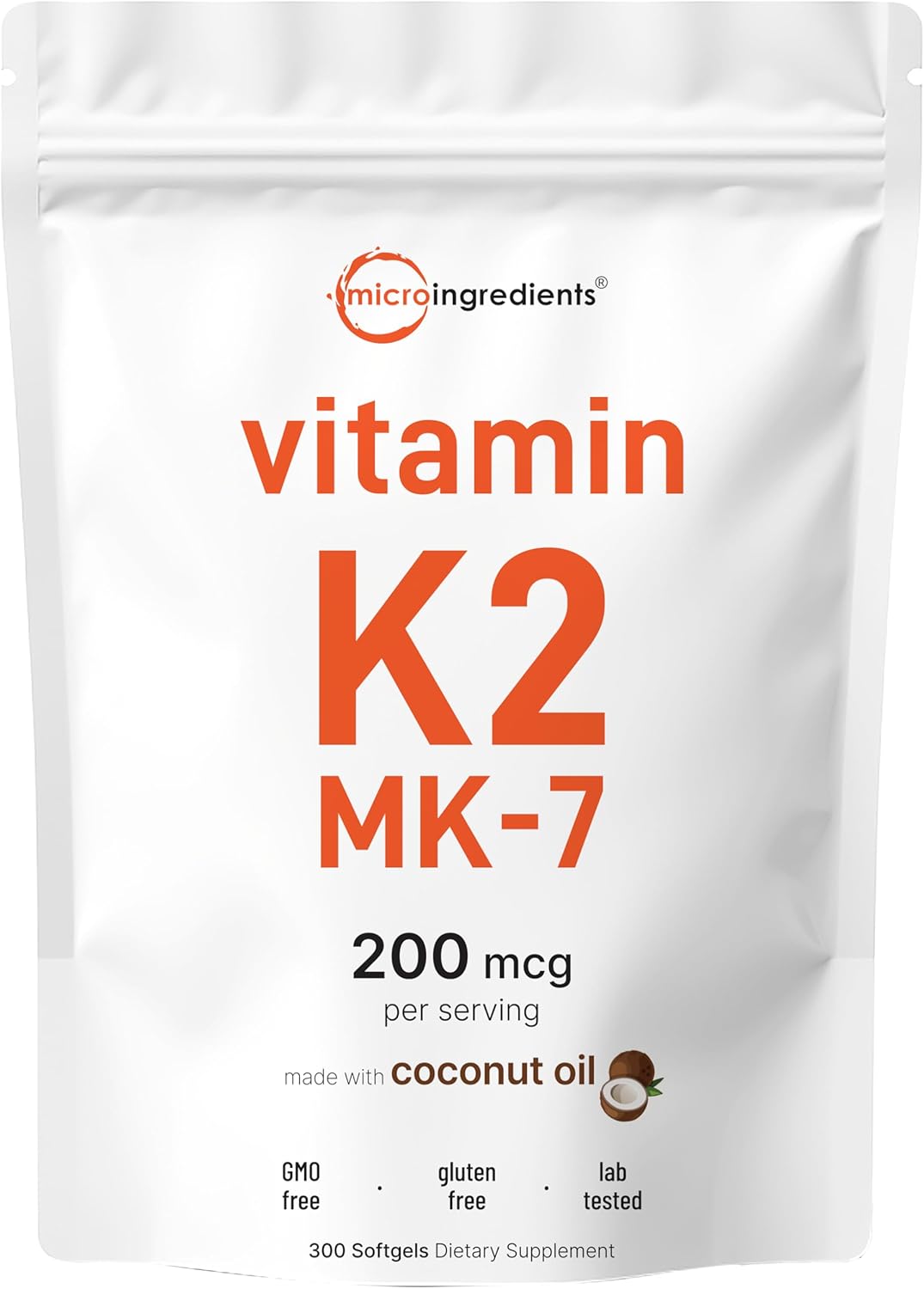 VITAMINA K2 MK7 200 MCG MICROINGREDIENTS 300 CAPSULAS BLANDAS NO GMO