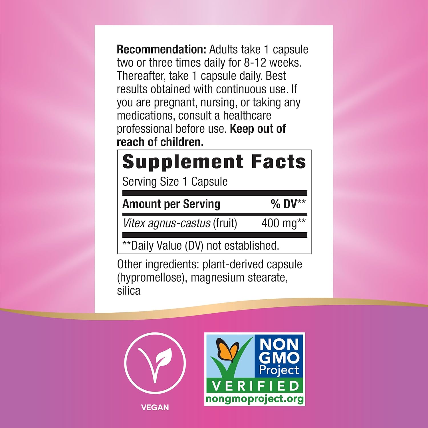 VITEX FRUIT 400 MG 320 CAPSULAS VEGETALES VEGANO NATURE´S WAY