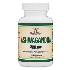 ASHWAGANDHA 500 MG DOUBLE WOOD SUPPLEMENTS 120 CÁPSULAS NO GMO