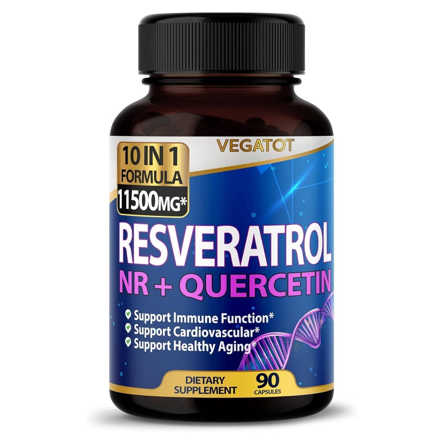 RESVERATROL CON NICOTINAMIDA Y QUERCETINA 11500 MG 90 CAPSULAS SIN GMO VEGATOT