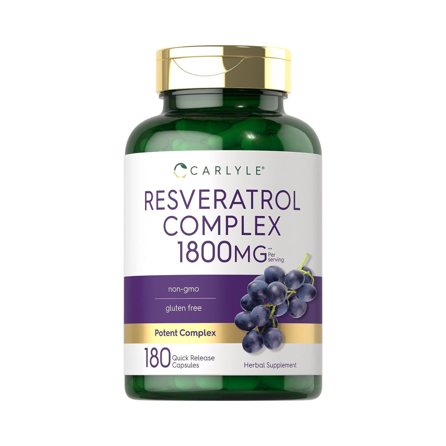 RESVERATROL COMPLEJO CARLYLE 1800 MG 180 CAPSULAS NO GMO SIN GLUTEN