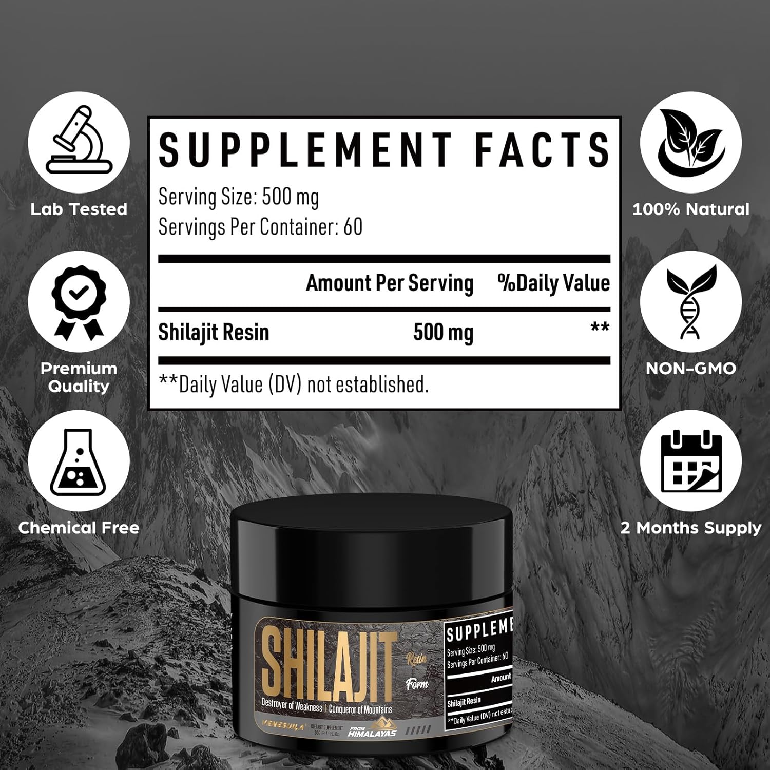 SHILAJIT RESINA ORGÁNICA 500 MG 30G VEGANO VENESUILA