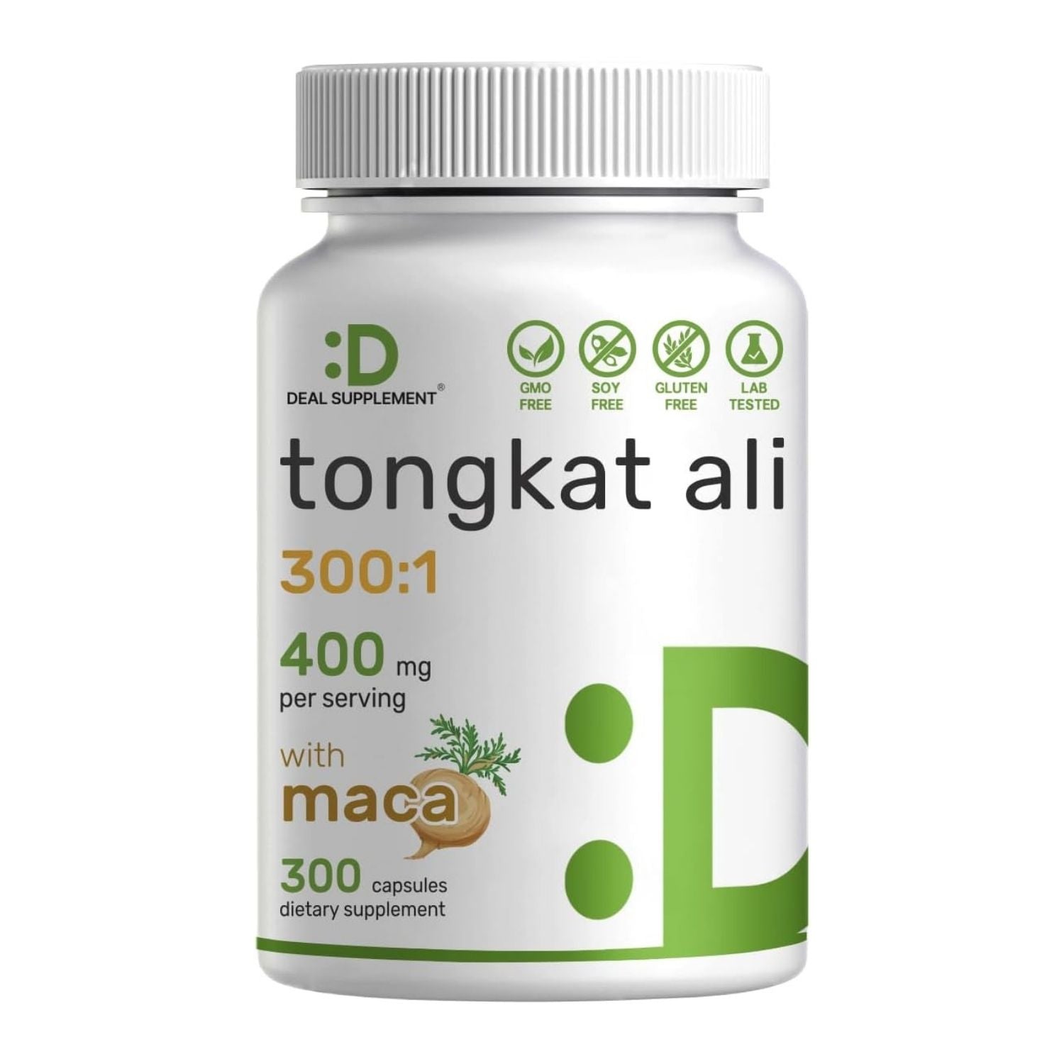 TONGKAT ALI 300:1 400 MG CON MACA 400 MG 300 CAPSULAS SIN GMO DEAL SUPPLEMENTS